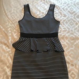 Black and white striped dress